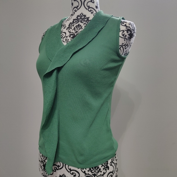 Forest Green Frill Blouse Casual Business Office - Picture 3 of 7